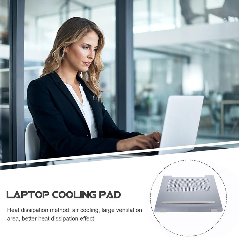 Aluminum Alloy Laptop Cooler Stand with Cooling Fan, Gaming Laptop Cooling Pad for Desk Use, Gray Notebook Cooler Support for Overheating Prevention - Image 5