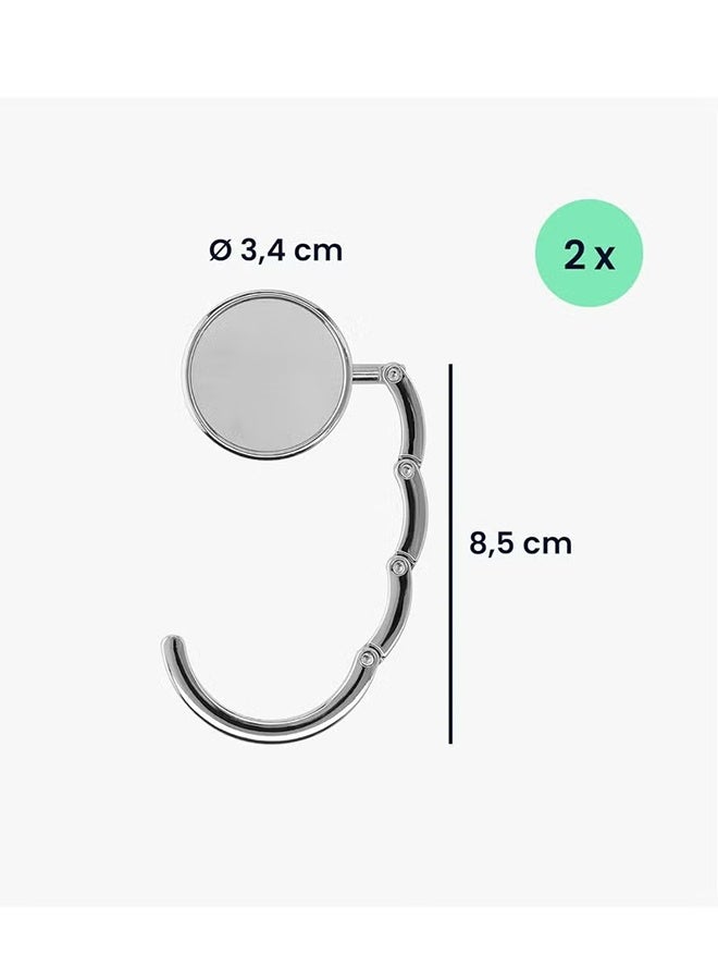 YJ Set of 2 Portable Folding Tote Wallet Hook - For Restaurant - Protect Bag. argent - Image 3