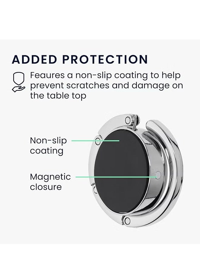 YJ Set of 2 Portable Folding Tote Wallet Hook - For Restaurant - Protect Bag. argent - Image 4