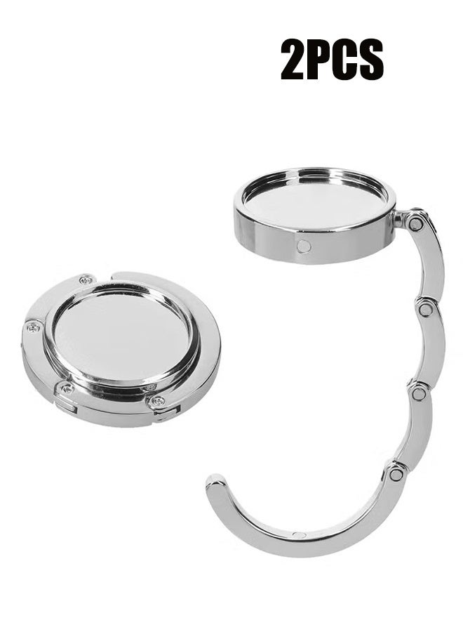 YJ Set of 2 Portable Folding Tote Wallet Hook - For Restaurant - Protect Bag. argent - Image 1