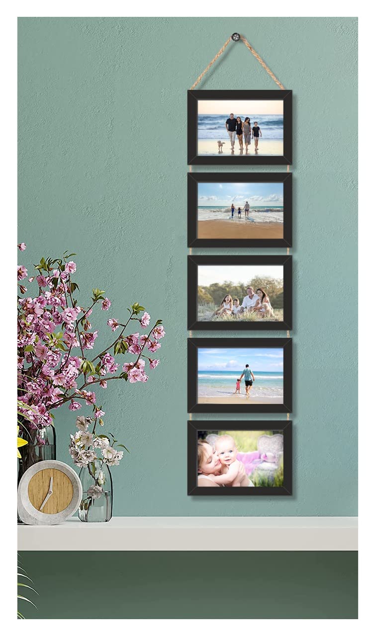 PAPER PLANE DESIGN 5x7 Collage Hanging Picture Frames Hanging Frames With Rope, 5 Frames (E) - Image 2