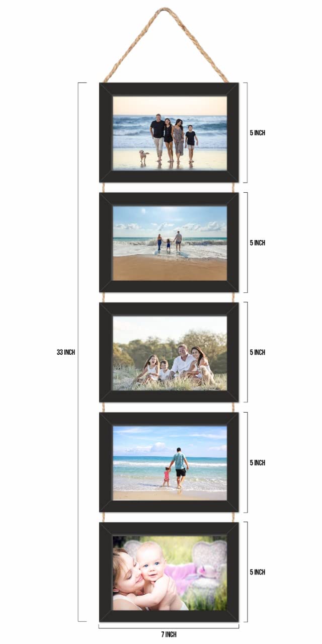 PAPER PLANE DESIGN 5x7 Collage Hanging Picture Frames Hanging Frames With Rope, 5 Frames (E) - Image 3