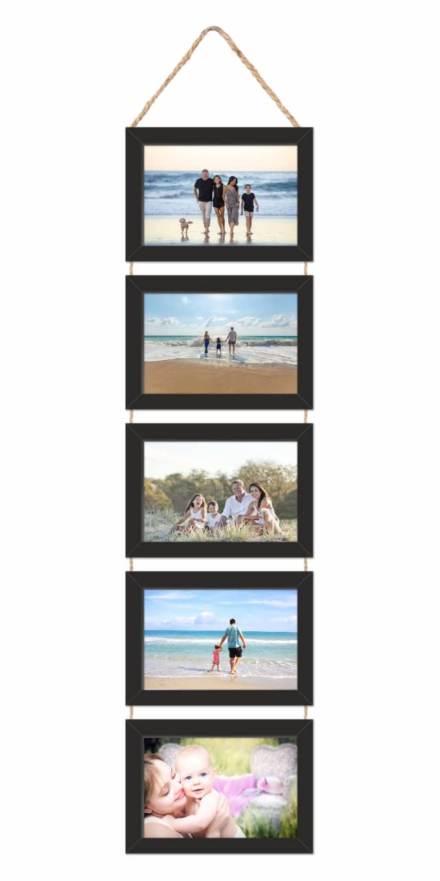 PAPER PLANE DESIGN 5x7 Collage Hanging Picture Frames Hanging Frames With Rope, 5 Frames (E) - Image 1