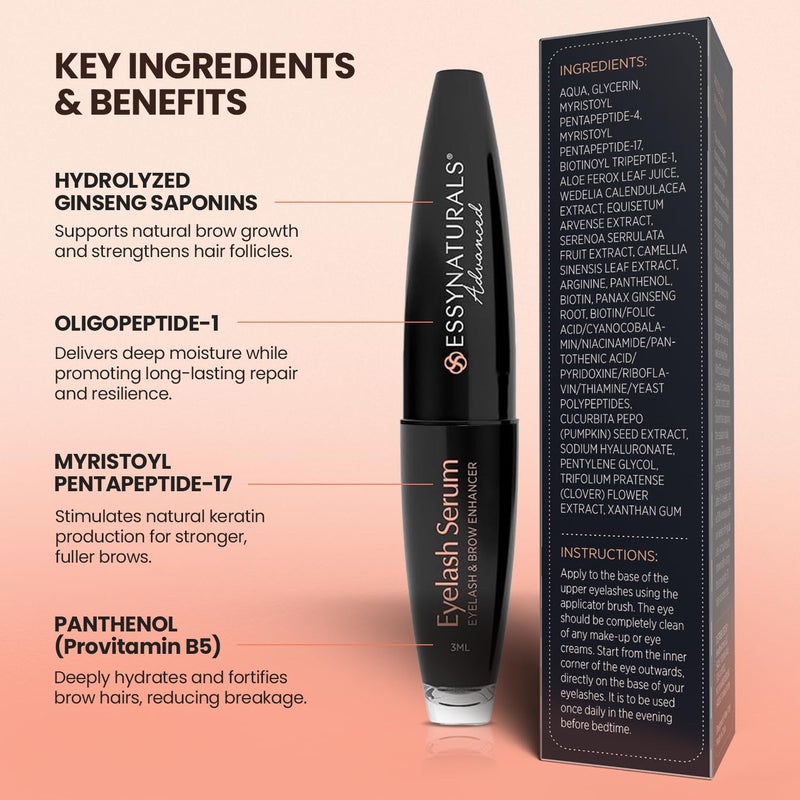 EssyNaturals Advanced سيروم نمو الرموش الممتاز من إيسيناتشورالز لرموش أطول وأكثر كثافة وسماكة - Image 5