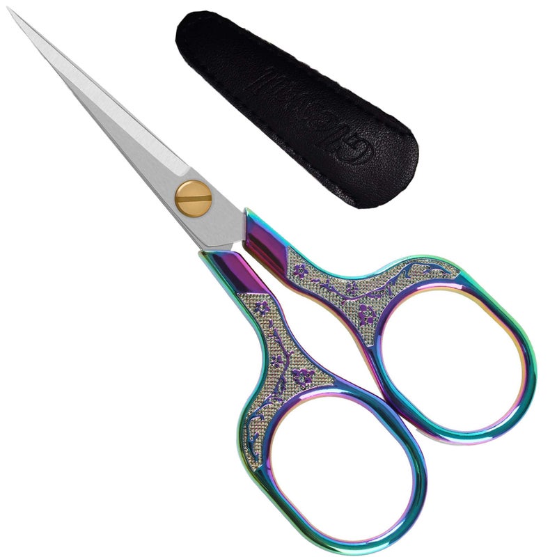 GLEXAL Sharp Embroidery Scissors-5 Inch Vintage Precision Scissors-Stainless Steel Blades with Vibrant Gradient Handle & Floral Design-Resistant for DIY/Art/Craft/Sewing - Image 1
