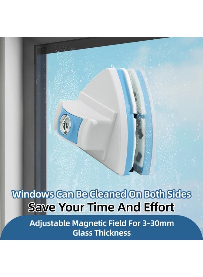 يلا جوي منظف نوافذ مغناطيسي مزدوج الجوانب، ممسحة نوافذ مغناطيسية مزدوجة قابلة للتعديل، أداة فرشاة تنظيف المعدات، مناسبة لسمك 2-25 مم من النوافذ الزجاجية الشاهقة والسيارات (أزرق) - Image 2