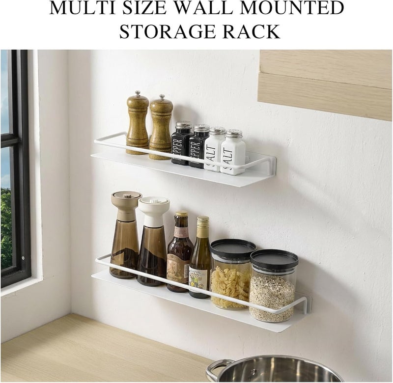 RFOUO Small Shelf for Wall, Small Floating Shelf, Black Wall Shelves, Metal Bathroom Shelves, Metal Floating Shelves for Bathroom Bedroom Kitchen (White, 8Inch) - Image 4