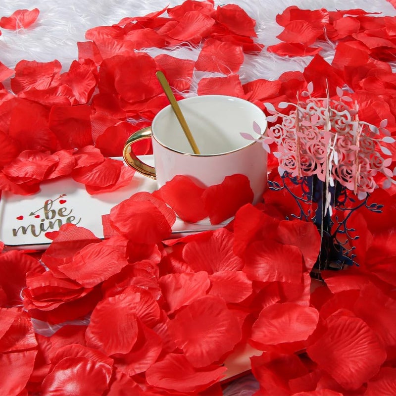 BetterJonny 3000 Pieces Artificial Rose Petals, Petals, Valentine's Day, Romantic Decoration, Rose Petals, Red Rose Petals, Artificial for Romantic Atmosphere, Wedding, Valentine's Day - Image 2
