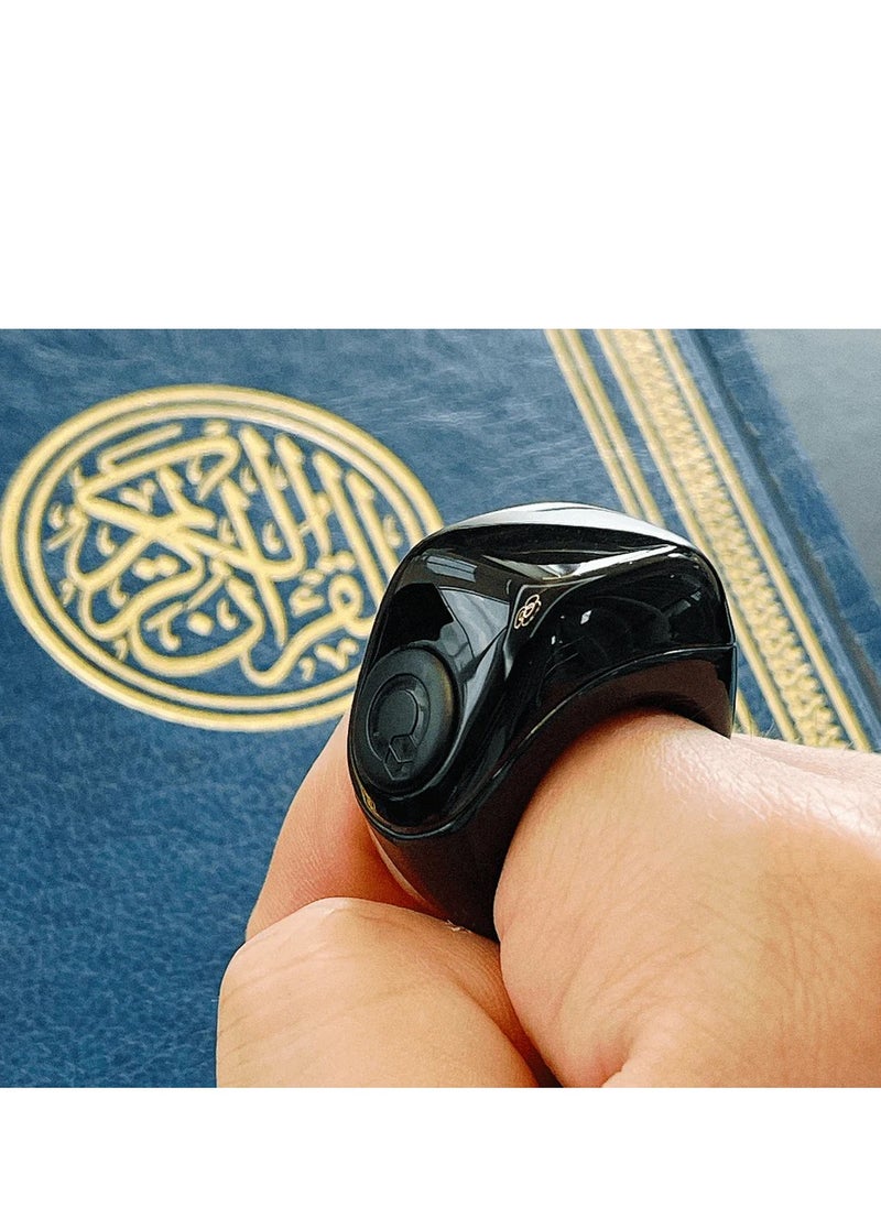 إيكيبلا - خاتم تسبيح ذكي iQIBLA Zkir Flex Pro مع كيبل شحن – بثلاثة مقاسات (18/20/22) – إصدار 2025 – شاشة OLED – عداد تسبيح ذكي – تذكير بـ 5 صلوات و3 تسابيح – اتصال بلوتوث – لون أسود - Image 1