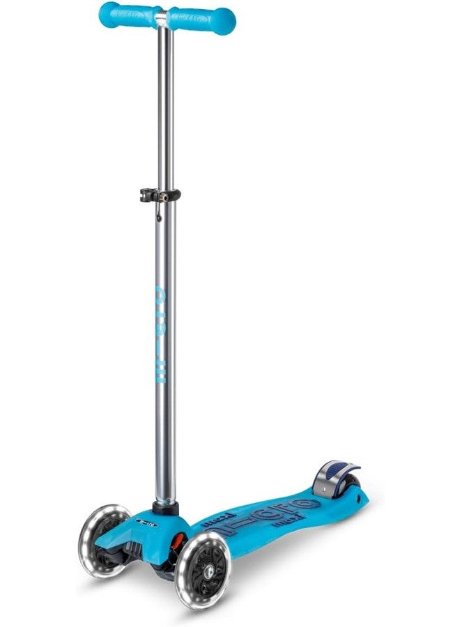 Micro Scooters | Maxi Micro Deluxe GLOW with T-Bar LED | Handlebar Adjustable | Lightweight | Boys & Girls | 5-12 years | Crystal Blue - Image 1