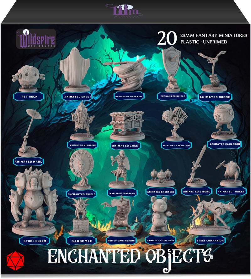 Wildspire 20 Enchanted Objects - Animated Objects for DND Miniatures 28-32mm Dungeons & Dragons Minis Bulk D&D Figures DND Minis Bulk Fantasy Spell Effects Tabletop Fantasy Game Miniature Accessories - Image 1
