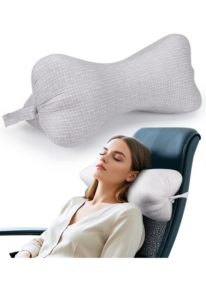 vocheer Neck & Cervical Pillows, Dog Bone Shaped Neck Pillow with Fixed Rope & Have Loops on End, for Chiropractic Lumbar Spine, for Car Bus Truck Driving Travel Comfort Head Rest Support - Image 1