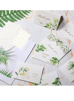 KASTWAVE 12 Thank You Cards, 6 Designs Gold Foil Green Plant Thank You Greeting Cards with Envelopes and Stickers, Suitable for Wedding, Graduation Ceremony, Children, Birthday, Welcome Baby Party, Memorial, E  - Image 3