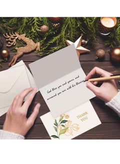 KASTWAVE 12 Thank You Cards, 6 Designs Gold Foil Green Plant Thank You Greeting Cards with Envelopes and Stickers, Suitable for Wedding, Graduation Ceremony, Children, Birthday, Welcome Baby Party, Memorial, E  - Image 2