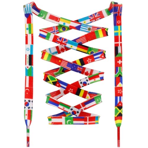 DANHUA Colorful Flat Shoe Laces: 2 Pair 71Inch National Flag Printed Shoelaces for Sneakers - Image 1