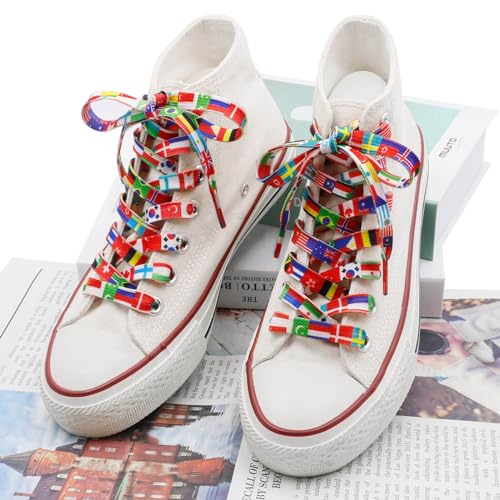 DANHUA Colorful Flat Shoe Laces: 2 Pair 71Inch National Flag Printed Shoelaces for Sneakers - Image 4