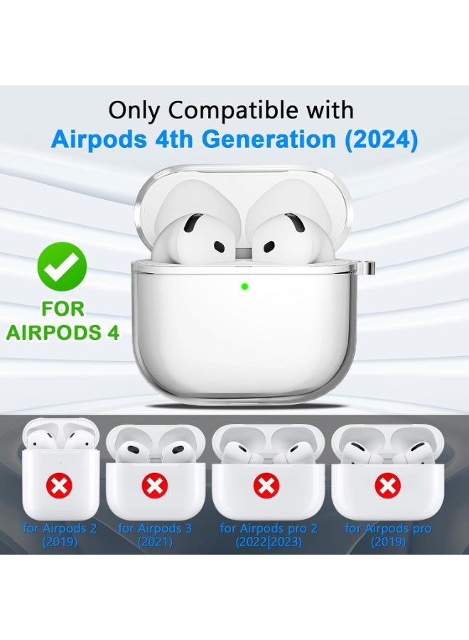 Clear Soft TPU Case for AirPods 4th Generation (2024) – Anti-Yellowing Protective Cover with Lanyard, [Front LED Visible], Shockproof Slim Case Compatible with Wireless Charging - Image 2