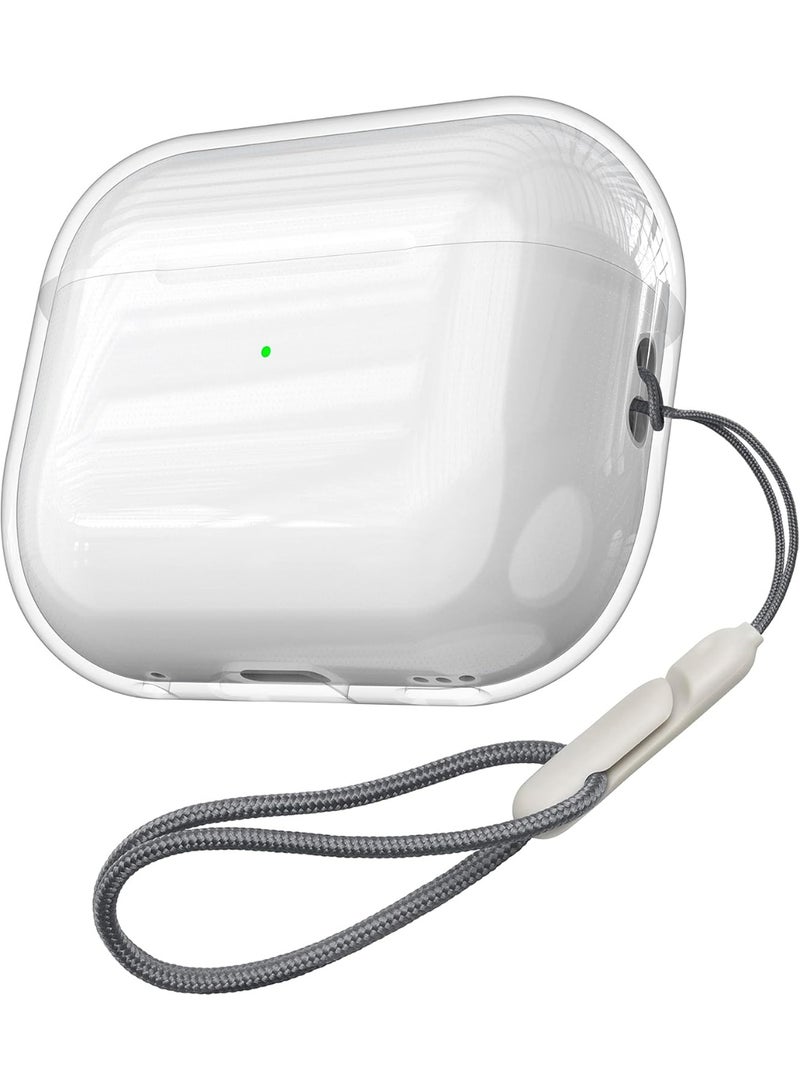 Clear Soft TPU Case for AirPods 4th Generation (2024) – Anti-Yellowing Protective Cover with Lanyard, [Front LED Visible], Shockproof Slim Case Compatible with Wireless Charging - Image 1