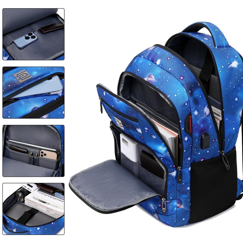 Volher Laptop Backpack,Business Travel Anti Theft Slim Durable Laptops Backpack with USB Charging Port,Water Resistant College Computer Bag for Women & Men Fits 15.6 Inch Laptop and Notebook-Dreamy Blue - Image 2