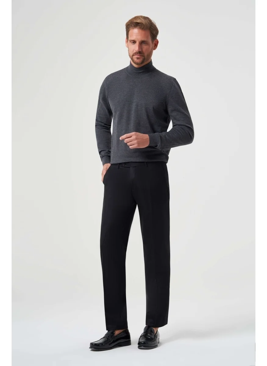 Bisse Men's Regular Fit Flannel Classic Trousers Black PPNK23K23201_D99