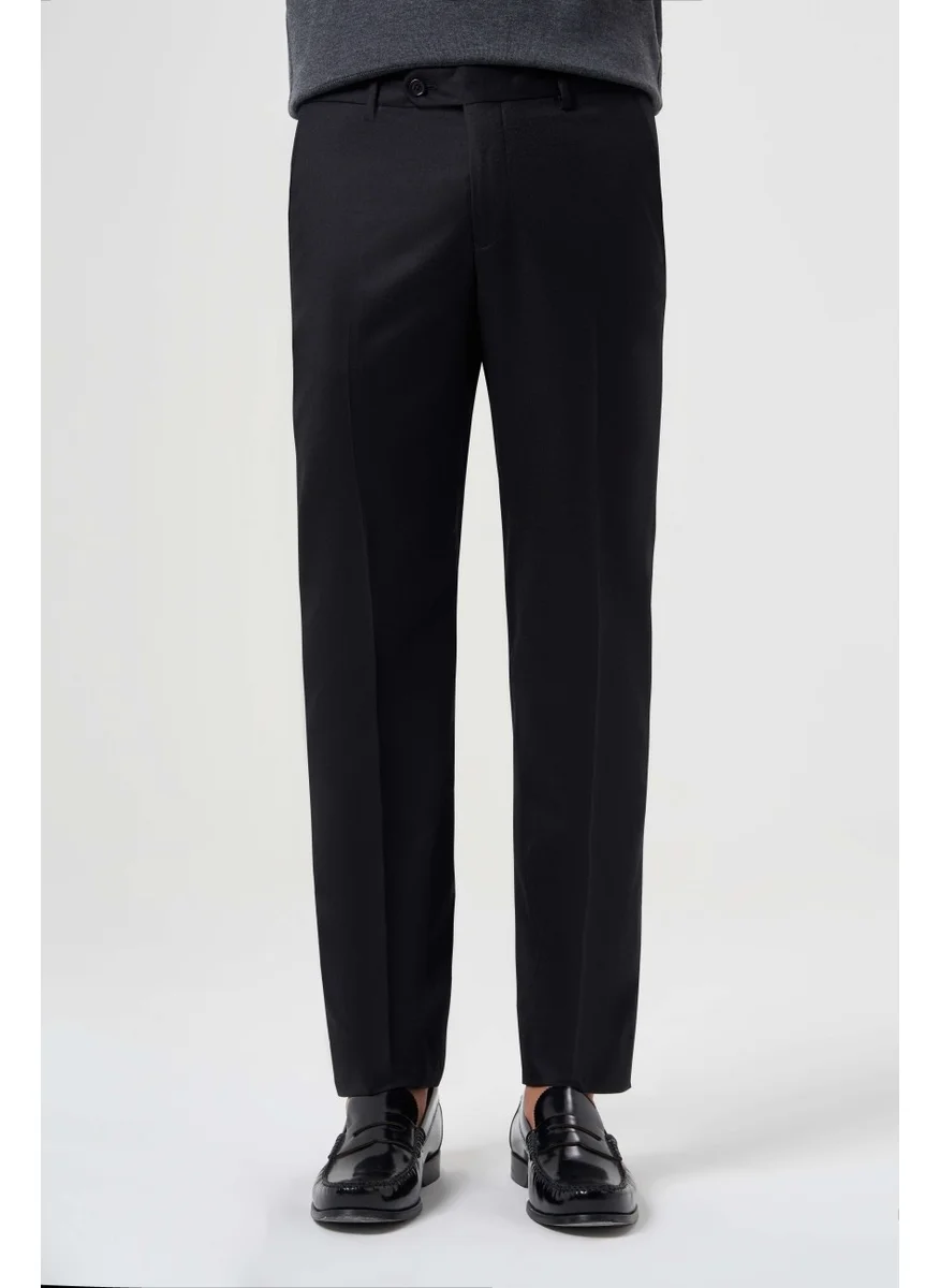 Bisse Men's Regular Fit Flannel Classic Trousers Black PPNK23K23201_D99