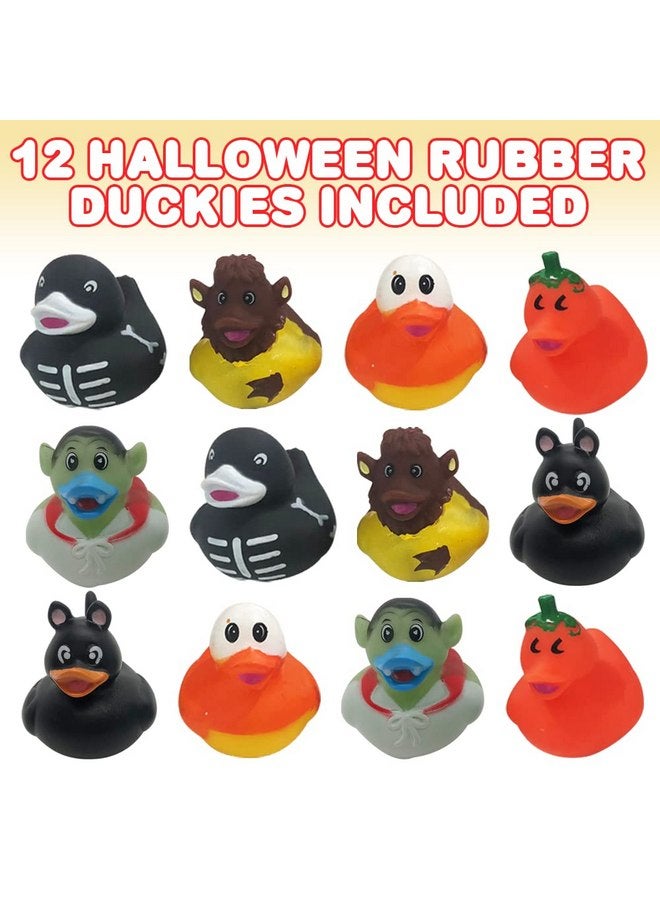 ArtCreativity Assorted Halloween Ducks for Jeeps (Pack of 12) - Variety of Mini Rubber Halloween Characters, Trick or Treat Supplies, Goodie Bag Fillers, Party Favors, Halloween Themed Bathtub Toys - Image 2