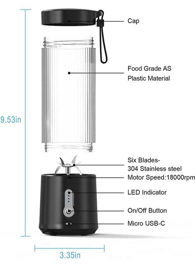 خلاط عصارة محمول بحجم شخصي خلاط - 15.2 أونصة USB قابلة للشحن 4000 مللي أمبير خلاط صغير | كوب عصارة 6 ريش شيك آند سموذيز | خلاط طعام خالٍ من مادة BPA لخلاط السفر الرياضي في الهواء الطلق - pzsku/Z5E2A3A976A88B03EDF88Z/45/_/1682930300/88e6bcde-801c-4d18-9e70-3c1053924a25