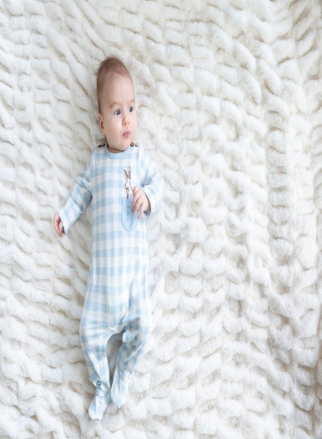 Mud Pie Baby Boy's Bunny Pocket Sleeper, Blue, 6-9 Months - Image 3