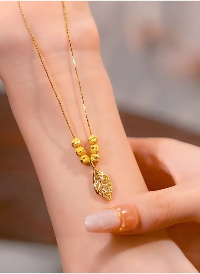 Hilyagems Elegant necklace with a gold leaf pendant  - Image 1