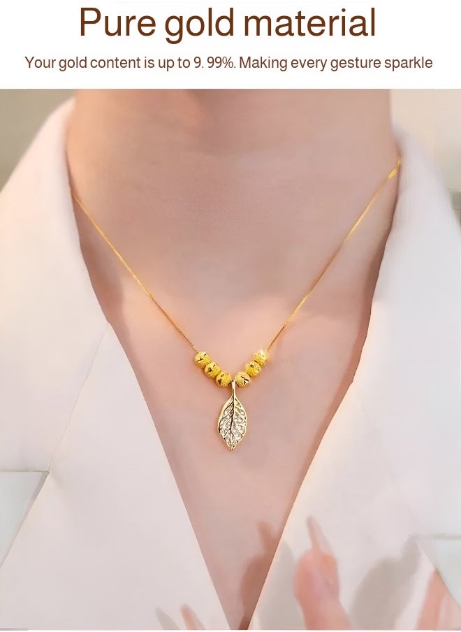 Hilyagems Elegant necklace with a gold leaf pendant  - Image 2