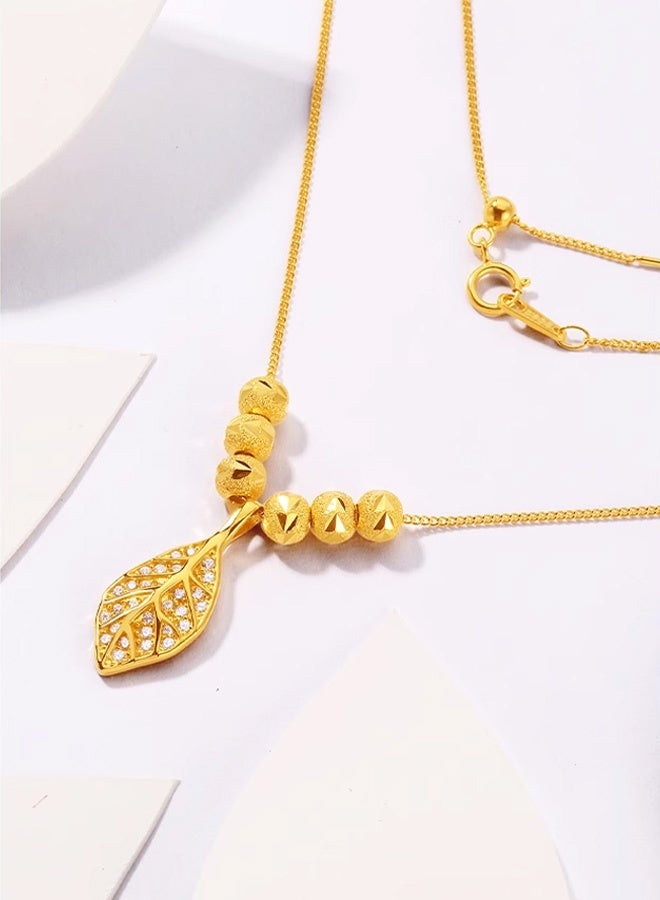 Hilyagems Elegant necklace with a gold leaf pendant  - Image 1