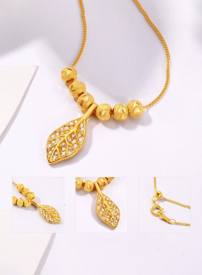 Hilyagems Elegant necklace with a gold leaf pendant  - Image 4