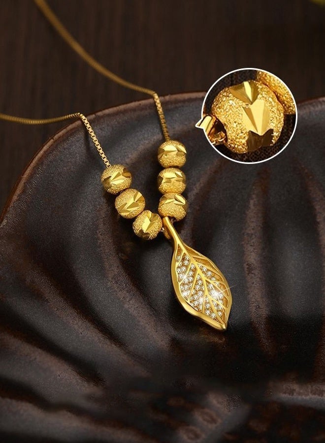 Hilyagems Elegant necklace with a gold leaf pendant  - Image 5