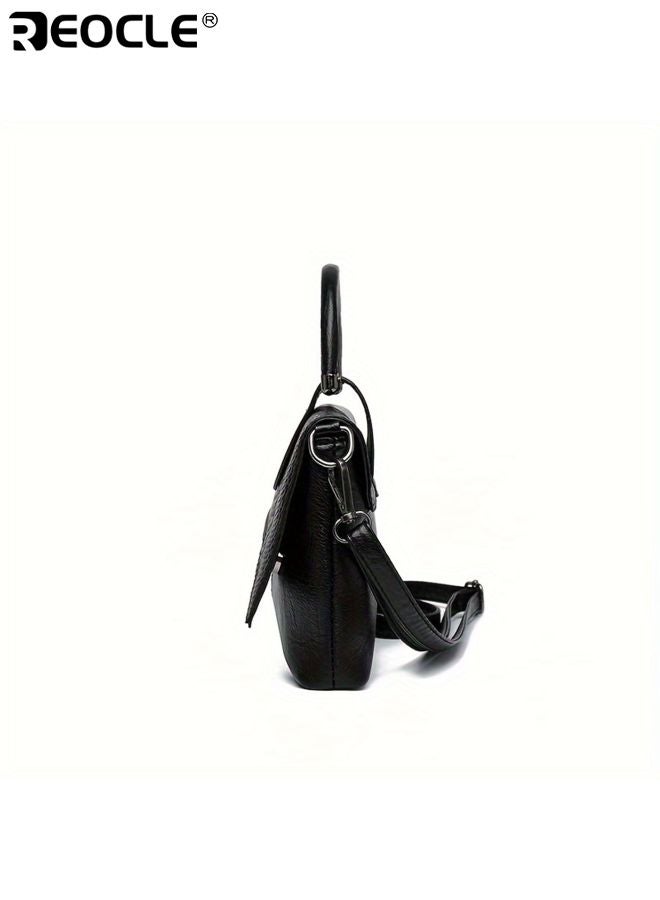 REOCLE Women's Snake Pattern Handbag with Large Capacity and Fashion Design Casual Crossbody Purse with Detachable Strap for Daily Outdoor Use - Image 2