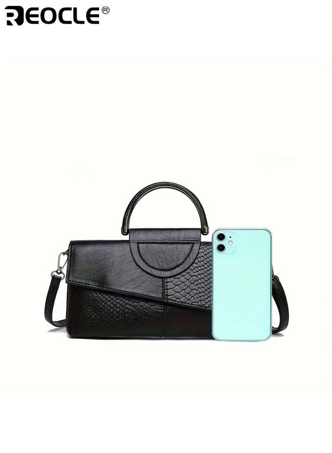 REOCLE Women's Snake Pattern Handbag with Large Capacity and Fashion Design Casual Crossbody Purse with Detachable Strap for Daily Outdoor Use - Image 4