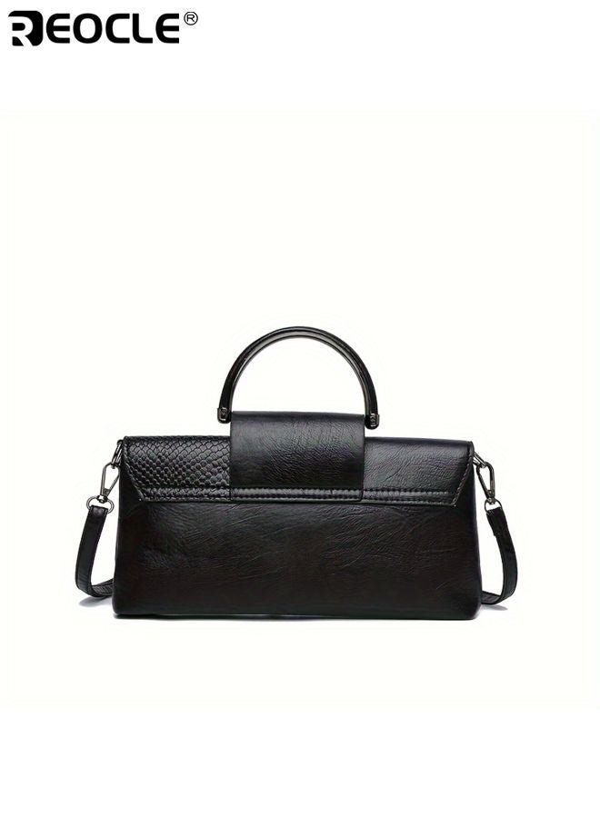 REOCLE Women's Snake Pattern Handbag with Large Capacity and Fashion Design Casual Crossbody Purse with Detachable Strap for Daily Outdoor Use - Image 3