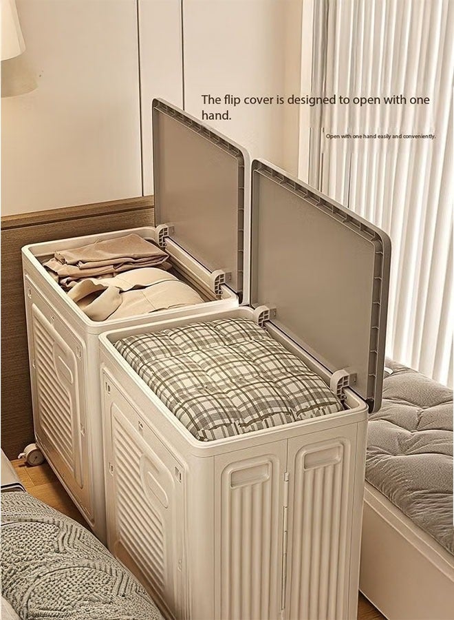 LEDIN Rolling Laundry Hamper with Lid, Large Capacity Clothes Hampers for Laundry, Plastic Collapsible Laundry Baskets with Wheels and Lid, Install-Free & Easy to Transport to Laundry Room - Image 3