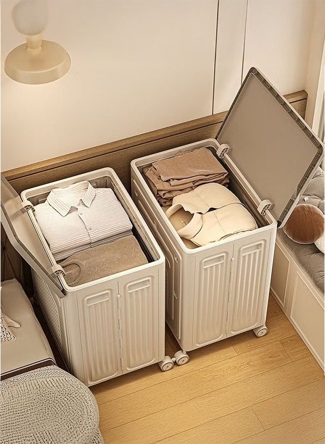 LEDIN Rolling Laundry Hamper with Lid, Large Capacity Clothes Hampers for Laundry, Plastic Collapsible Laundry Baskets with Wheels and Lid, Install-Free & Easy to Transport to Laundry Room - Image 4