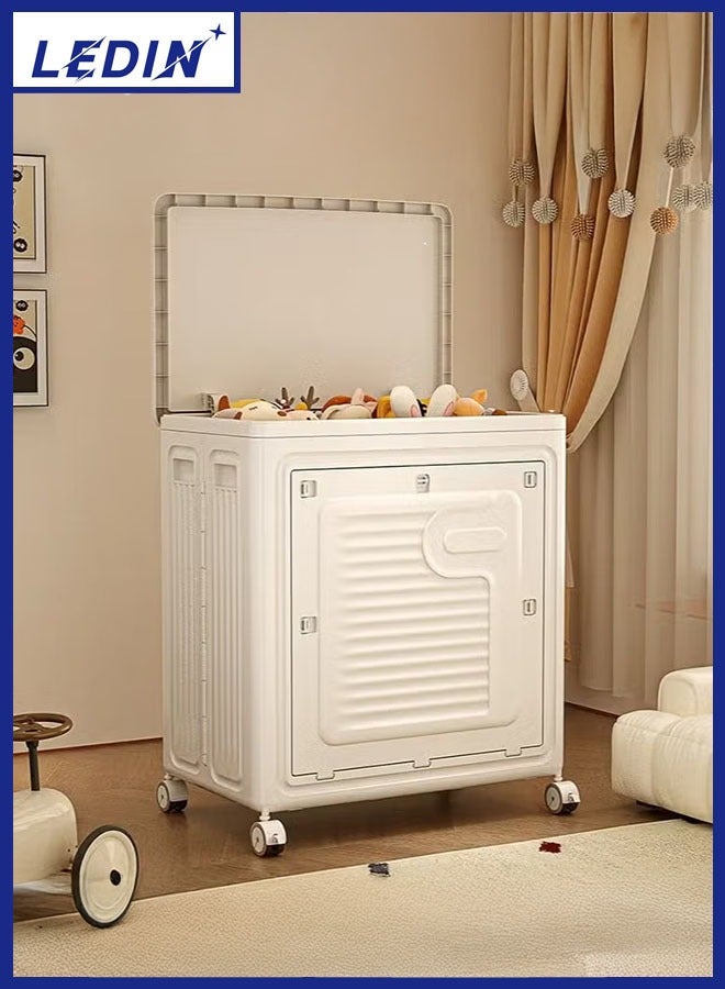 LEDIN Rolling Laundry Hamper with Lid, Large Capacity Clothes Hampers for Laundry, Plastic Collapsible Laundry Baskets with Wheels and Lid, Install-Free & Easy to Transport to Laundry Room - Image 1