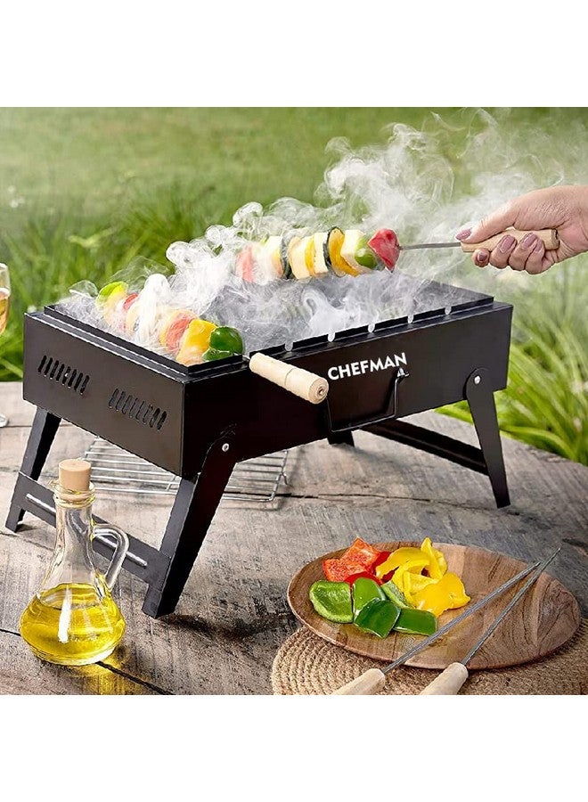 Chefman Premium Barbeque Grill with 6 Skewers Coal-Base Gardening Barbeque (Black) - Image 4
