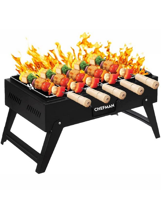 Chefman Premium Barbeque Grill with 6 Skewers Coal-Base Gardening Barbeque (Black) - Image 3