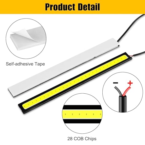 Linkstyle لينكستايل 12 قطعة 12 فولت شريط ضوء داخلي LED، مقاوم للماء 28 LED شريط ضوء COB أضواء فائقة السطوع للشاحنة والقارب والدراجة والمركبة الترفيهية، أبيض - Image 4