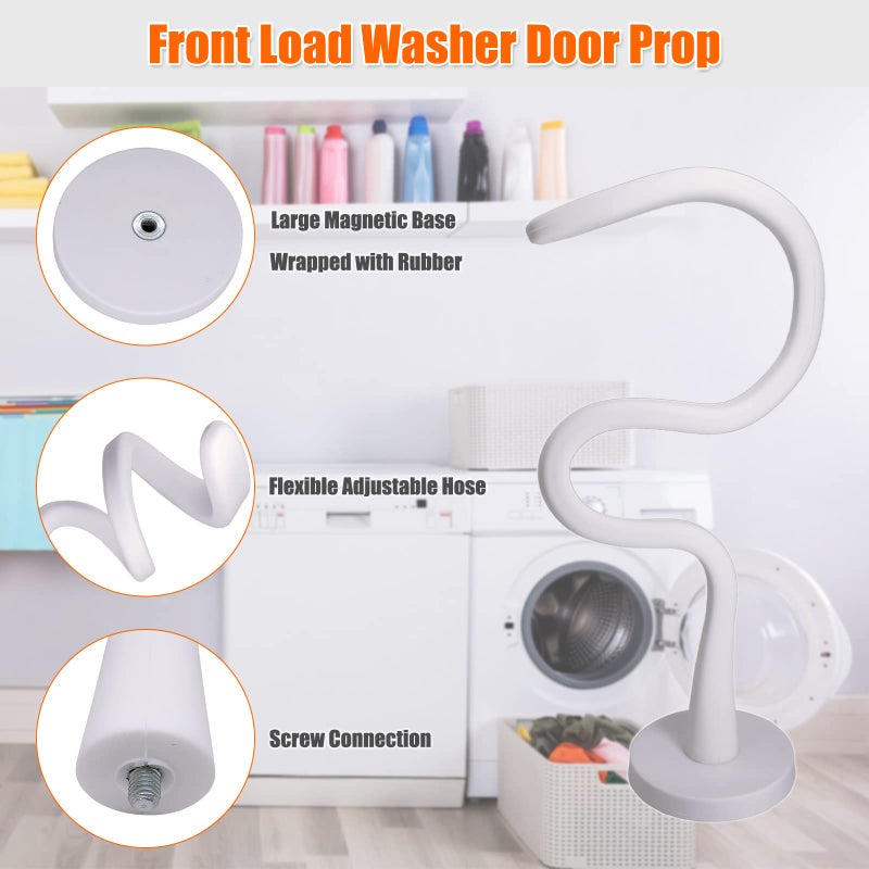 eHuangTools Front Load Washer Door Prop and Stopper - Magnetic Washing Machine Door Holder with 2.6-Inch Magnet Base, Removable Washer Door Stopper Keep Washer Door Open to Prevent Odors (White) - Image 2