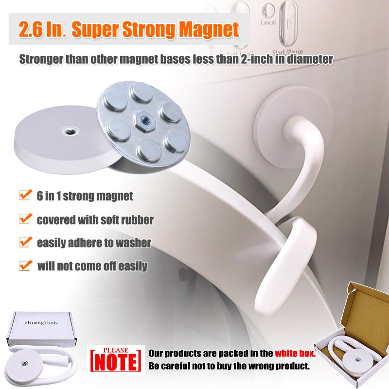 eHuangTools Front Load Washer Door Prop and Stopper - Magnetic Washing Machine Door Holder with 2.6-Inch Magnet Base, Removable Washer Door Stopper Keep Washer Door Open to Prevent Odors (White) - Image 3