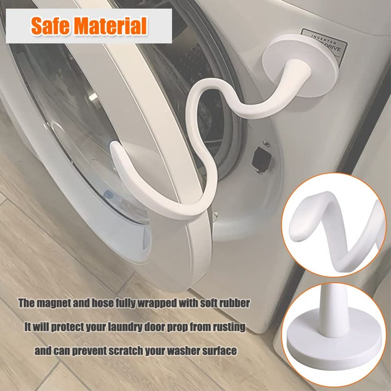 eHuangTools Front Load Washer Door Prop and Stopper - Magnetic Washing Machine Door Holder with 2.6-Inch Magnet Base, Removable Washer Door Stopper Keep Washer Door Open to Prevent Odors (White) - Image 5