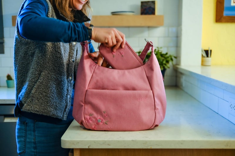 HAIKU Amble Hobo Bag with Removable Shoulder Strap and Adjustable Crossbody Strap, Cherry Blossom - Image 5