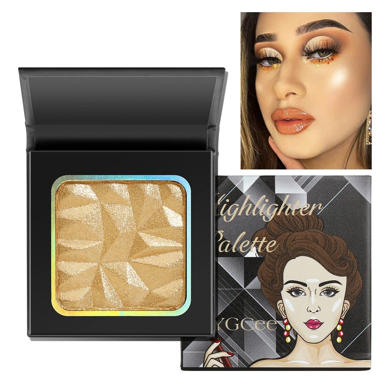 Highlighter Shimmer Makeup Palette Gold ColorsShimmering Highlightering Pallet for Natural Skin ToneIlluminate Silky Shimmery Powder for FaceBodyHighly Pigmented Iluminadores de Maquillaje