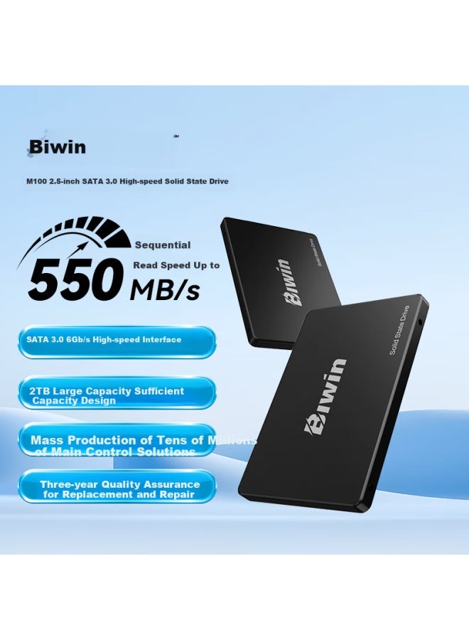 Biwin 2tb Ssd Solid State Drive Sata3.0 Interface Ai Computer Accessories Read Speed 550mb/s M100 - Image 1