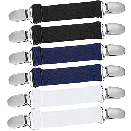 Eurzom 6 Pcs Pant Waist Tightener Waist Cinch Clip Belt Adjustable Elastic Sandal Straps Pant Clip Women Men(Black, White, Dark Blue) - Image 1