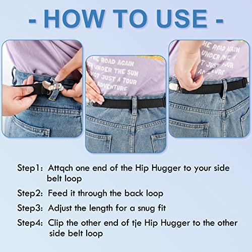 Eurzom 6 Pcs Pant Waist Tightener Waist Cinch Clip Belt Adjustable Elastic Sandal Straps Pant Clip Women Men(Black, White, Dark Blue) - Image 3